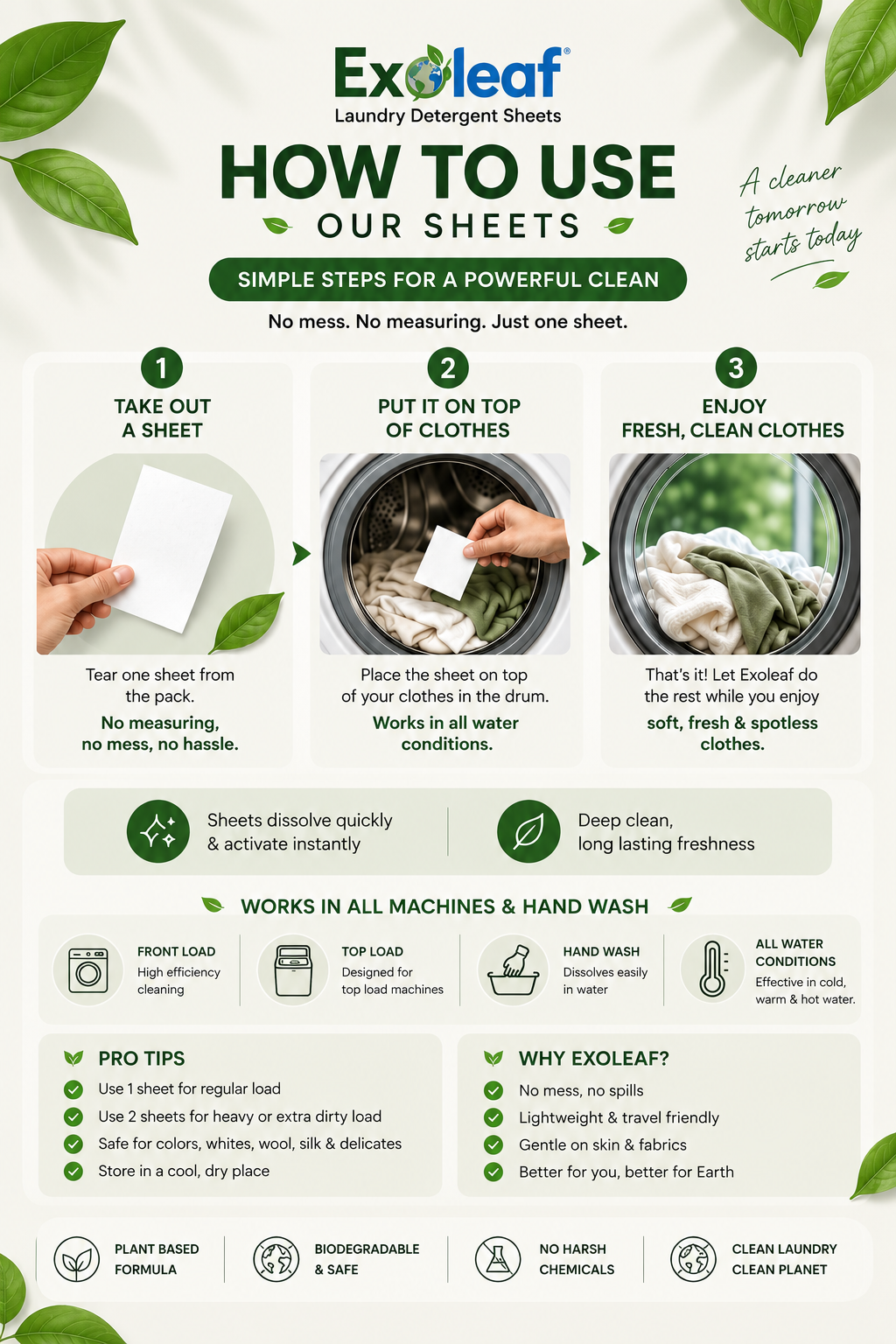 How to use Exoleaf Laundry Detergent Sheets